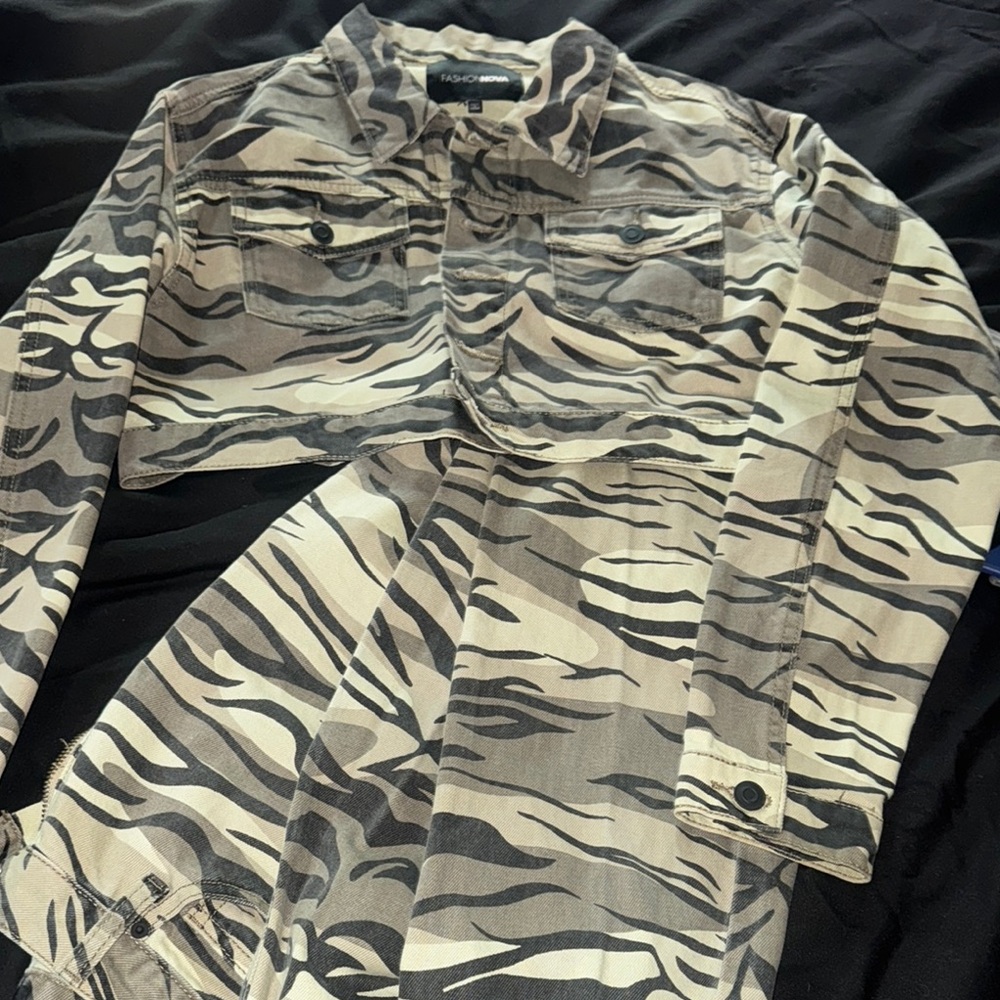 Jean Animal Print Jacket and Pants set